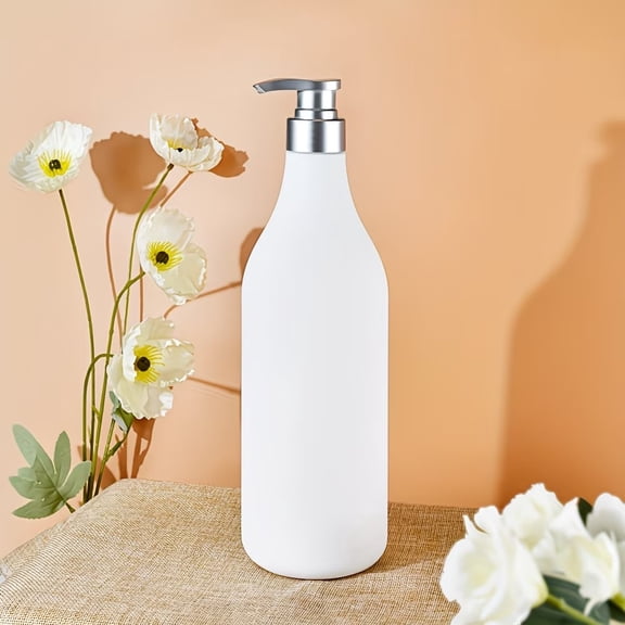 1L Refillable Dispenser Bottles with Silver Pump for Lotion & Soap