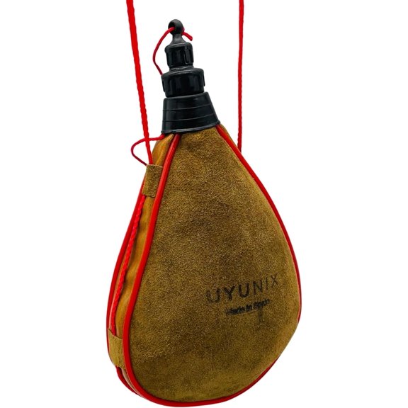 1L Spanish Leather Bota Bag Brown Suede Cowhide Wine Flask with TPU Lining Handcrafted Wineskin for Wine, Water, or Spirits Made in Spain