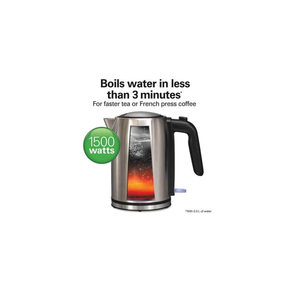 1L Stainless Steel Electric Kettle with Fast Boil Technology, Cordless Design, Auto Shut-Off and Boil-Dry Protection for Safe Hot Water for Tea, Coffee, and Everyday Kitchen Use