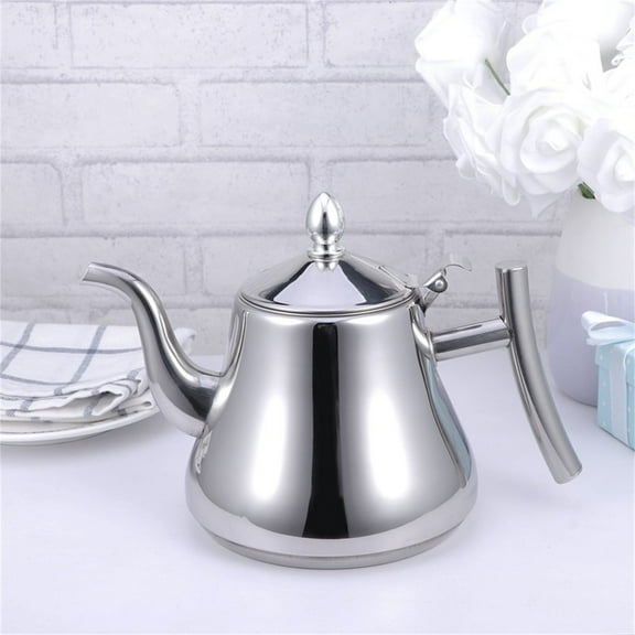 1L Stainless Steel Tea Kettle with Built-in Strainer - 304 Rust-Proof Water Pot for Home & Restaurant, Ergonomic Handle Design for Safe Pouring, Dishwasher Safe Tea Maker