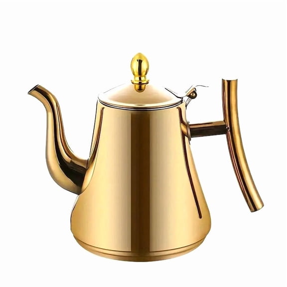 1L Tea Pot With Filter Gold Thicker Stainless Steel Water Kettle Hotel Coffee Pot Restaurant Induction Cooker Tea Kettle