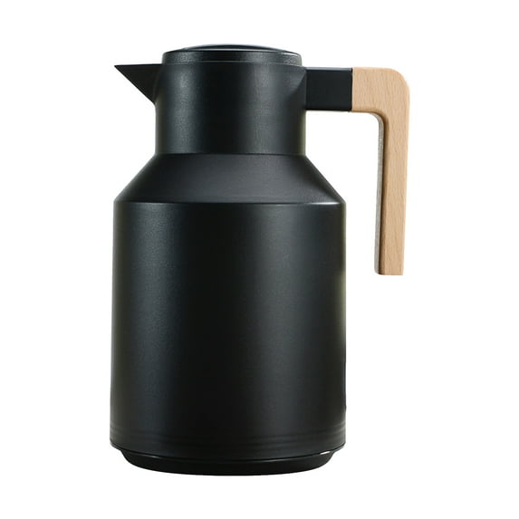 1L Thermal Coffee Carafe Double Walled Thermal Carafe Pot With Wood Handle Water Kettle Insulated Flask Tea Carafe Keeping Hot Cold
