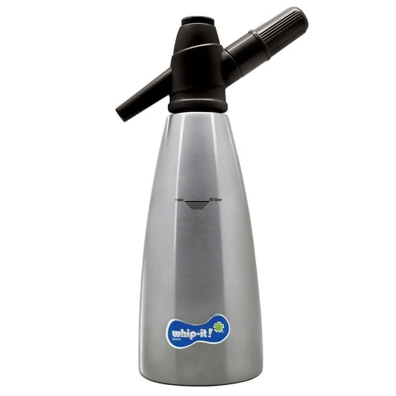 1L Whip-It! Soda Siphon, Stainless Steel (Black Head)