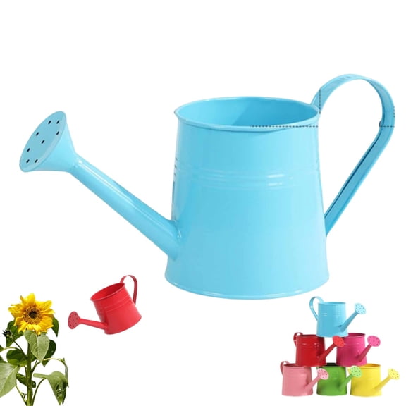 1L White Metal Watering Can with Long Spout, Indoor Outdoor Watering Can for Plants, Galvanized Steel Gardening Kettle