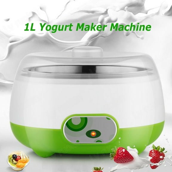 1L Yogurt Maker Machine Auto Constant Temperature with Stainless Steel Inner Pot, Green