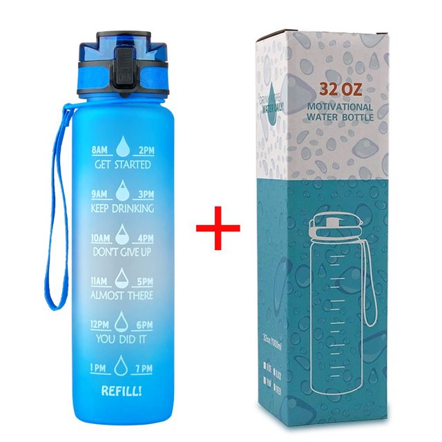 1L plastic kettle frosted gradient bounce water bottle sports kettle