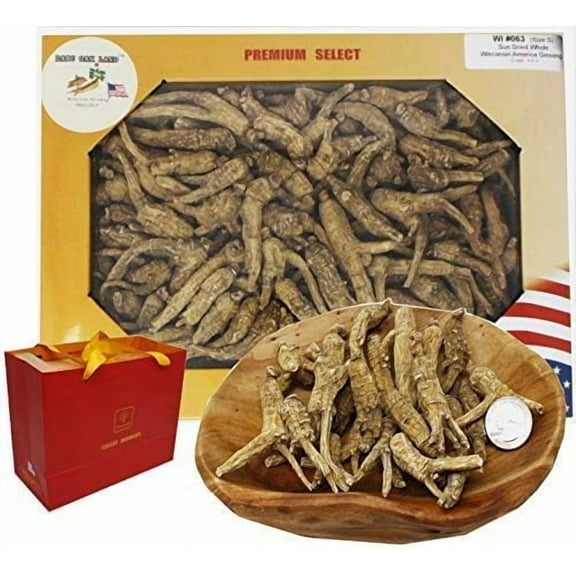 1LB Box American Ginseng,Hand-Selected Wisconsin Farmed Ginseng Root Long Small Cultivated Wisconsin American Ginseng