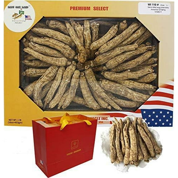 1LB Box Hand-Selected American Wisconsin Farmed Ginseng Root WholeCultivated Wisconsin American Ginseng