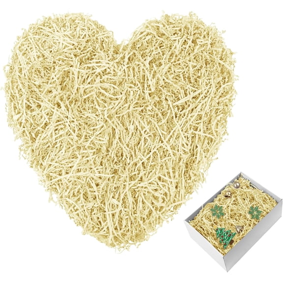 1LB Crinkle Paper Filler for Gift Baskets, Box Shreds Cut Shredded Stuffing, Decorative Filling Birthday Holiday Packing Present Wrapping (Beige) Beige 1 LBS