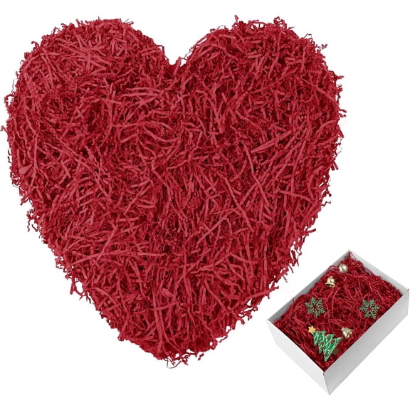 1LB Crinkle Paper Filler for Gift Baskets, Box Shreds Cut Shredded Stuffing, Decorative Filling Birthday Holiday Packing Present Wrapping (Dark Red) Dark Red 1 LBS