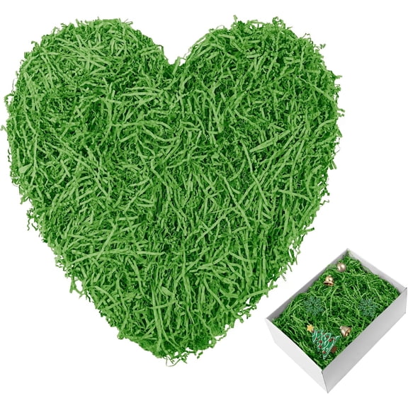 1LB Crinkle Paper Filler for Gift Baskets, Box Shreds Cut Shredded Stuffing, Decorative Filling Birthday Holiday Packing Present Wrapping (Green) Green 1 LBS