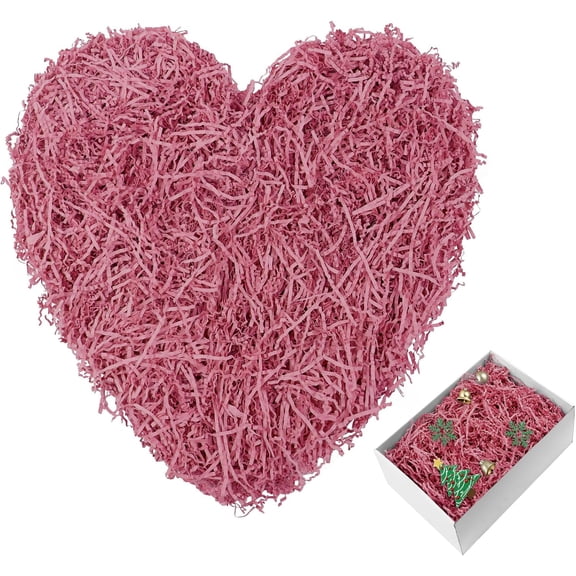 1LB Crinkle Paper Filler for Gift Baskets, Box Shreds Cut Shredded Stuffing, Decorative Filling Birthday Holiday Packing Present Wrapping (Pink) Pink 1 LBS