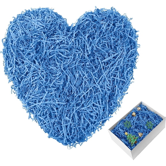 1LB Crinkle Paper Filler for Gift Baskets, Box Shreds Cut Shredded Stuffing, Decorative Filling Birthday Holiday Packing Present Wrapping (Sky Blue) Sky Blue 1 LBS