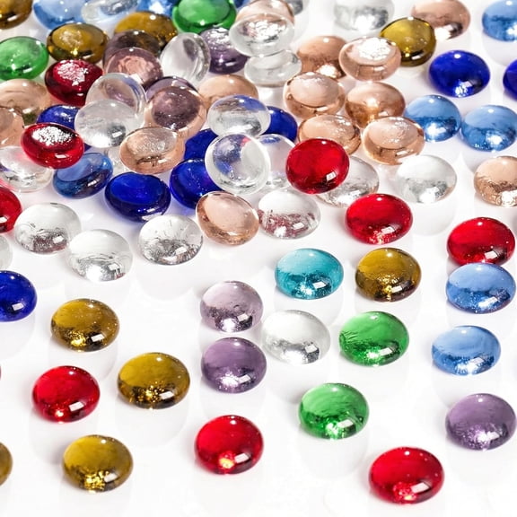 1LB Decorative Flat Marbles, Mixed Colors Glass Pebbles Beads for Vases Fillers Aquarium Fish Tank Rocks DIY Crafts Table Scatter Decor