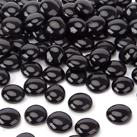 1LB Flat Glass Marbles, Black Glass Beads  Vase Fillers  Decorative Pebbles for Table Aquarium  Decor DIY Craft