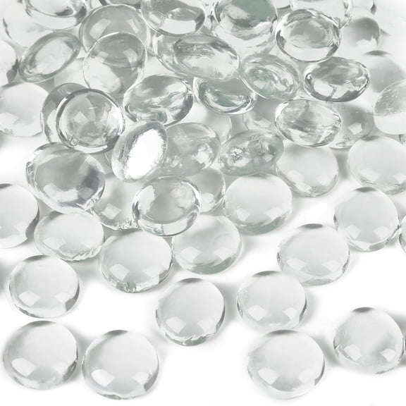 1LB Glass Beads, Clear Flat Glass Marbles, Vase Filler Aquarium Decor Fish Tank Rocks DIY Crafts Table Scatter Decor