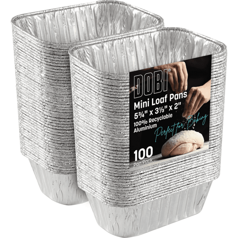 1LB Mini Loaf Baking Pans Disposable Aluminum Small Bread Tins 100 Pack 