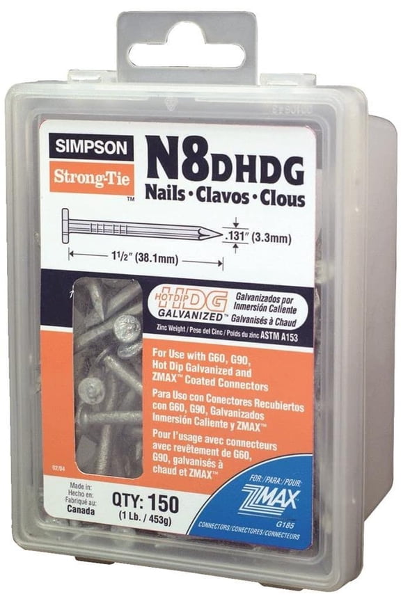 Common Nail N8X1-1/2" HDG - Hot-Dip Galvanized - 1 lb, 12/Case