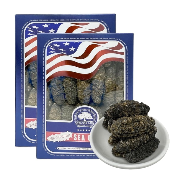 1LB South American Premium Wild Caught Dried Sea Cucumber, 40-60Pcs Sea Cucumber Rich In Protein, Vitamins and Minerals,Grade AAAA Small Gift Box 1 Pound