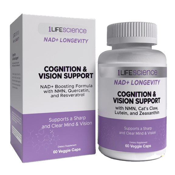 1LIFESCIENCE NAD+LONGEITY Cognition & Vision Support 60 Veggie Caps