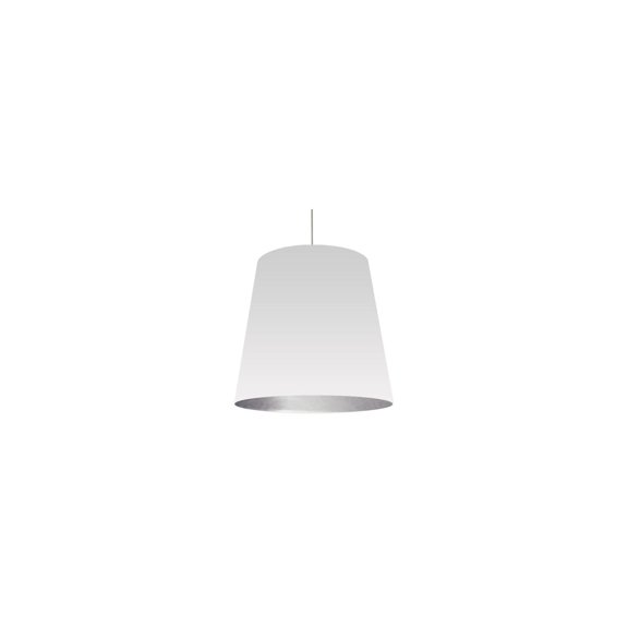 1 Light Oversized Drum Pendant With Shade-Finish:White On Silver