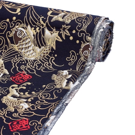 1M/1.09 Yard Black Japanese Cotton Fabrics 60 Inch Wide Fish Pattern Traditional Style Fabric Soft & Lightweight Material
