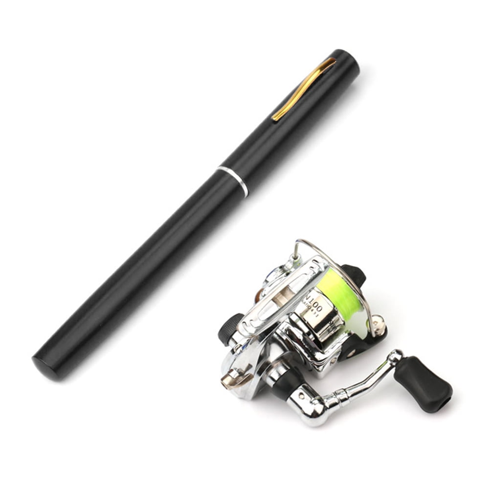 Anself 1m / 1.4m Pocket Collapsible Fishing Rod Reel Combo Mini Pen Fishing Pole Kit Telescopic Fishing Rod Spinning Reel Combo Kit Purple 1m