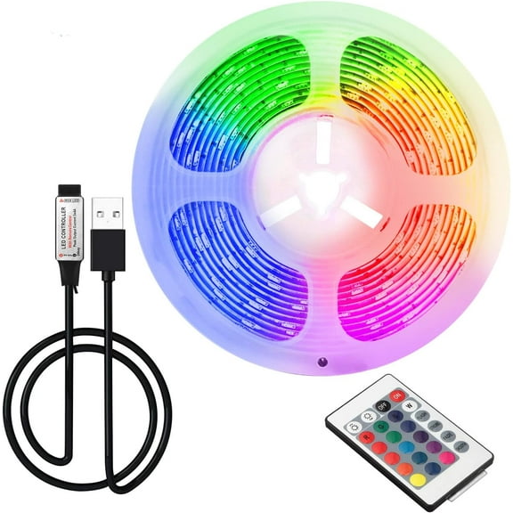 1M 2M 3M 5M USB LED Strip Lights, DIY Indoor Decoration, for TV Backlight, 16 Color 5050 LED,24 Keys Remote