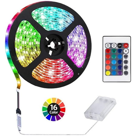 1M/3.3FT Battery Powered LED Strip Lights, Flexible Color Changing RGB LED Light Strip, TV Backlight Background Lighting