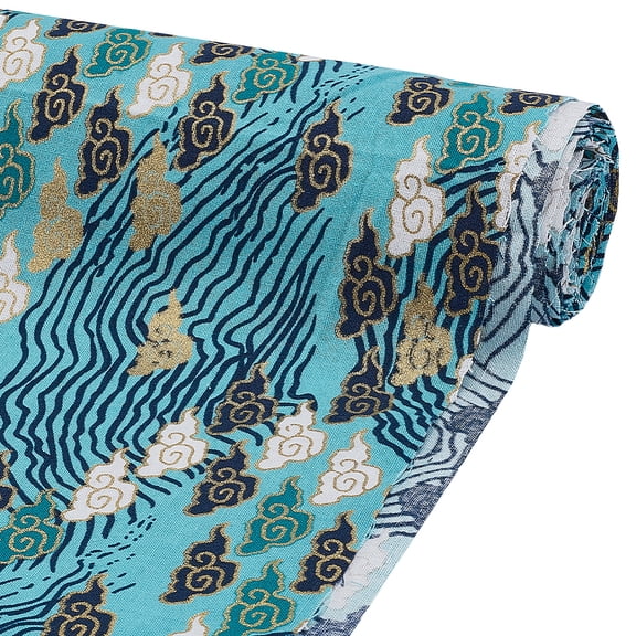 1M Japanese Style Cotton Fabric Clothing Accessories Cloud Pattern Turquoise 1500x0.2mm for making