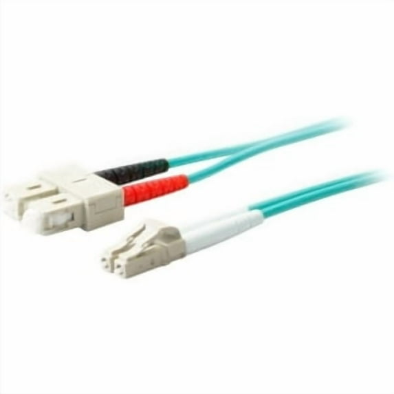 1M LOMM OM4 FIBER OPTIC MALE LC/SC 50/125 DUPLEX AQUA CABLE
