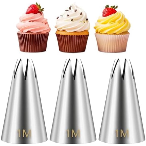 1M Piping Tips Set, 3 Large Open Star Cake Decorating Tips