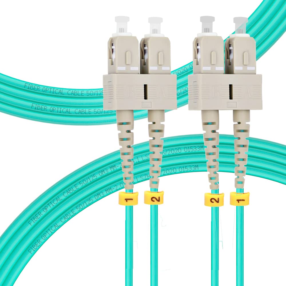 1M SC to SC OM3 Fiber Patch Cable Length Options 1m50m, 10GB Duplex 50/125um Multimode Fiber