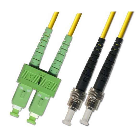 1M Singlemode Duplex Fiber Optic Cable (9/125) - SC/APC to ST/UPC