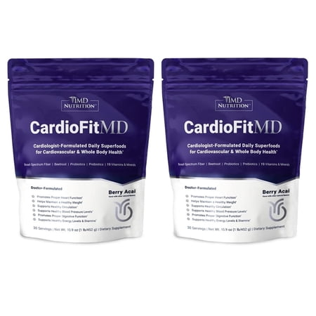 1MD Nutrition CardioFitMD - Vegan Beets Superfood Keto- Heart Health Powder - Nitric Oxide Supplement - Beet Root Powder for Healthy Blood Pressure & Circulation - High Fiber Drink - 30 Days (2-Pack)