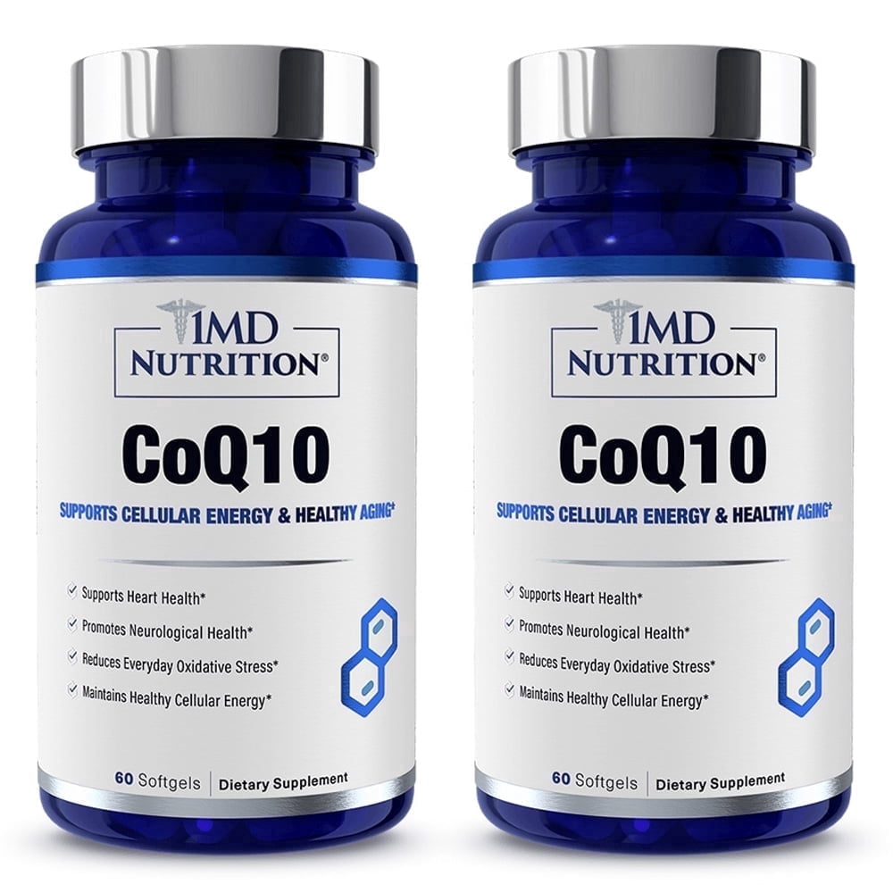 1MD Nutrition CoQ10 (2 Pack) - For Heart Health & Cellular Energy Production - Health Supplement for Men & Women - Coenzyme Q10 Softgel - 60 days