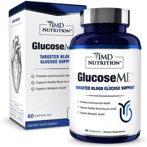 1MD Nutrition GlucoseMD - Blood Sugar Support Supplement | with Patented Cinnamon Extract, Chromium, Berberine | 60 Capsules