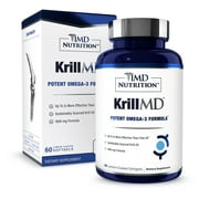 1MD Nutrition KrillMD - Antarctic Krill Oil Omega 3 Supplement with Astaxanthin, EPA, DHA | 2X More Effective Than Fish Oil | 60 Lemon-Coated Softgels