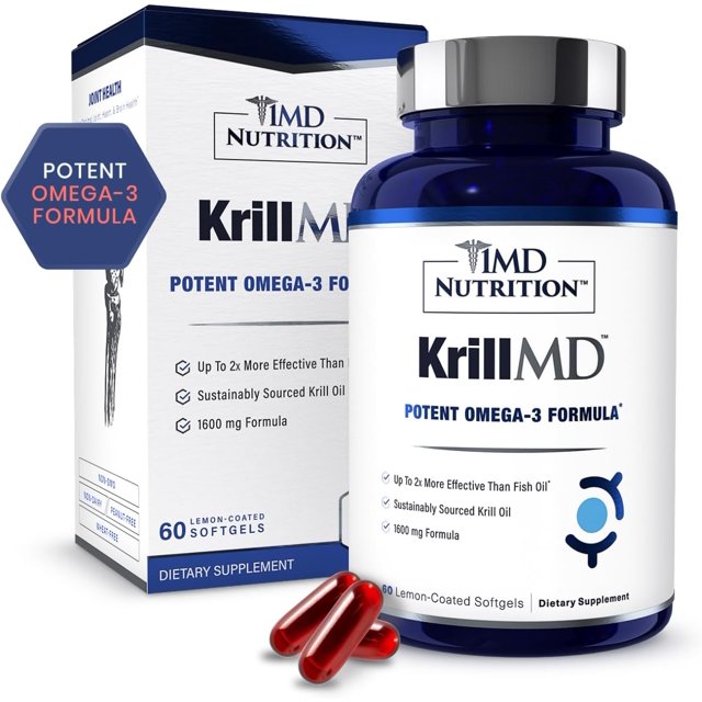 1MD Nutrition KrillMD Antarctic Krill Oil Omega 3 Supplement with