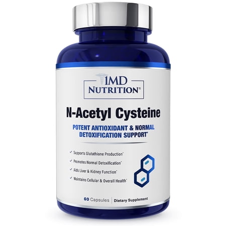 1MD Nutrition NAC Supplement | N-Acetyl Cysteine 600mg | Aids Glutathione Production & Liver Function | Respiratory Support | 60 Capsules