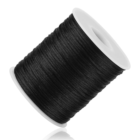 1MM Black Nylon String Cord, 100 Yards Braided Twine for Bracelet Making, Jewelry Thread, Beading, DIY Crafts, Macrame, Ornament Lanyard, Satin Finish, black