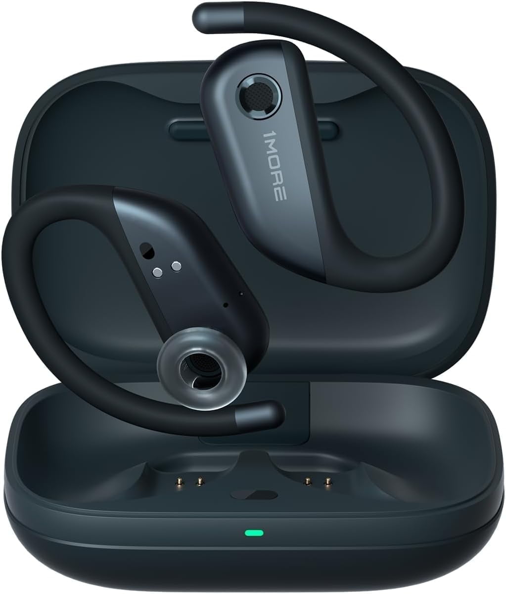 1MORE Fit S50 Open-Ear Wireless Earbuds with Charging Case, 38H Playtime, Gray