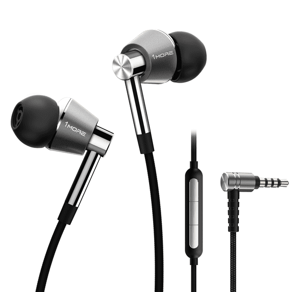 1MORE Triple-Driver Wired in-ear Earbuds Headphones with Microphone, 3.5mm Audio Jack, Silver