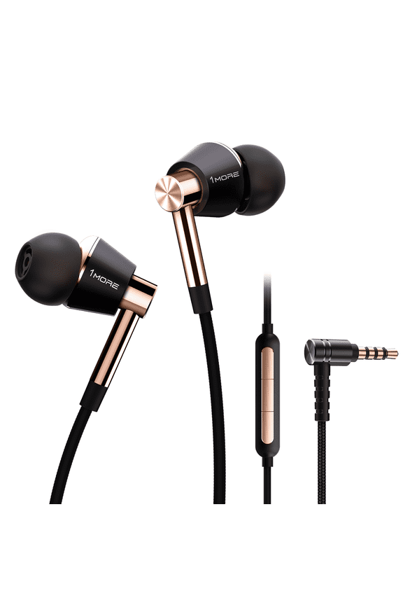 Triple-Driver Wired in-ear Earbuds Headphones with Microphone, 3.5mm Audio Jack, Gold