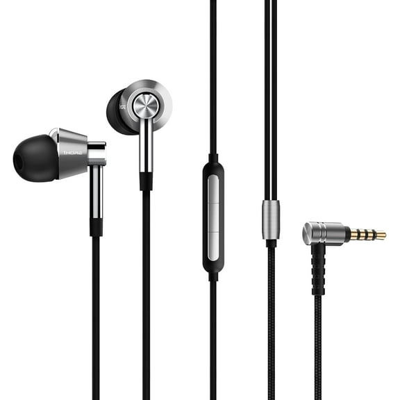 1MORE Triple Driver in-Ear Earphones Hi-Res Headphones with High Resolution, Bass Driven Sound, MEMS Mic, in-Line Remote, High Fidelity for Smartphones/PC/Tablet - Silver