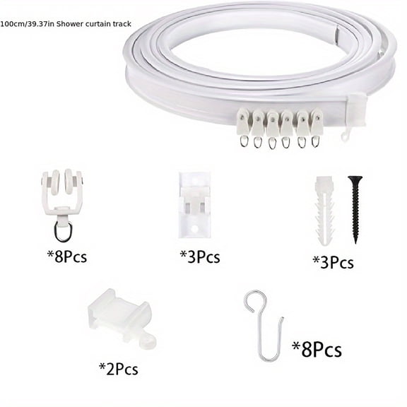 1Meter Bendable U-Shape Curtain Track System Smooth Gliding Durable Rail With Complete Hardware Kit For Custom Installation(1Set-28X22cm)