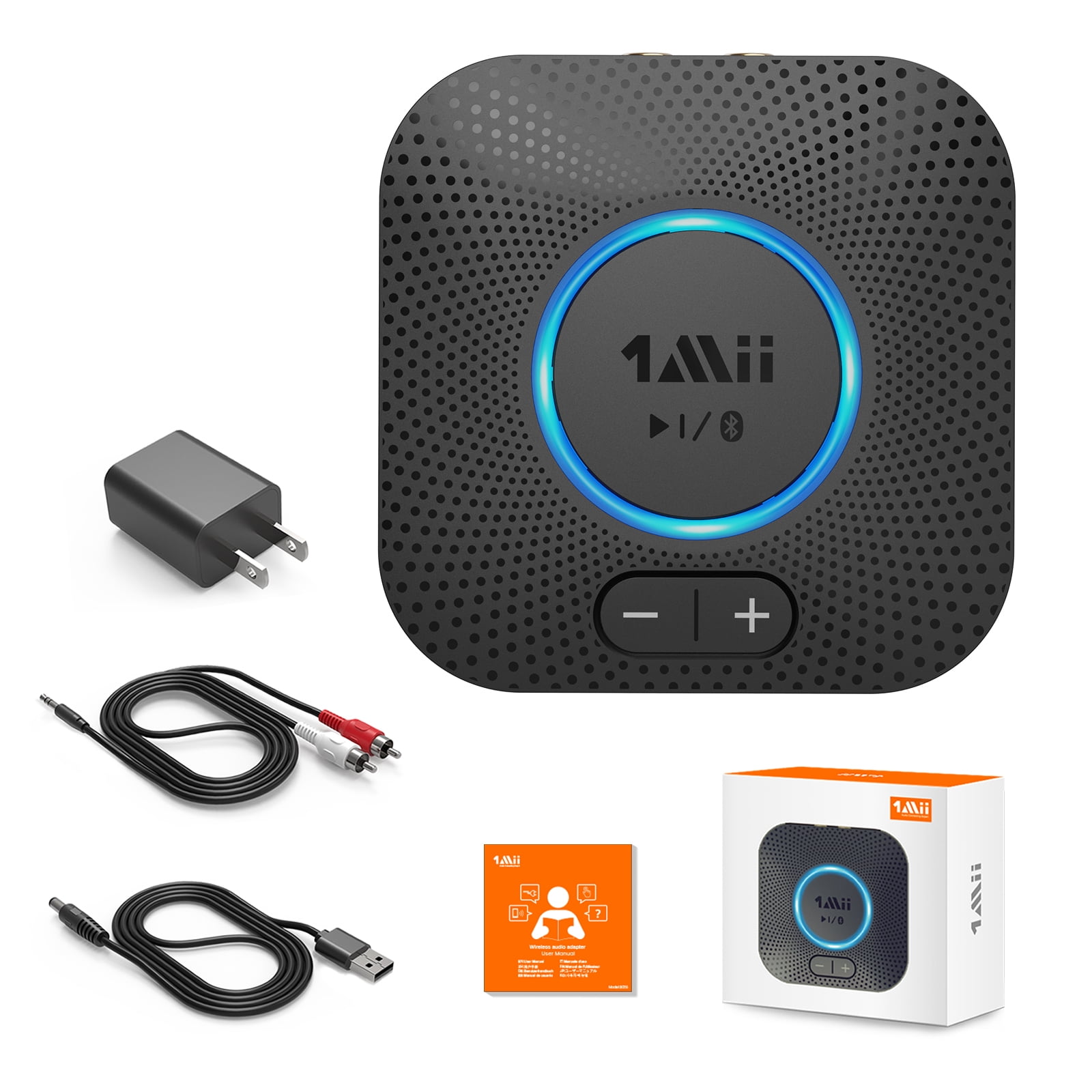 1Mii B06S Bluetooth Receiver, HiFi Wireless Bluetooth 5.2 Audio Adapter for Home Stereo/Headphones/Speaker/TV/Tablet/Car, w/AUX3.5/RCA Output, aptX Low Latency and HD Audio