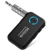 1Mii Bluetooth 5.0 Music Receiver for Car / Home Stereo, Aux Bluetooth Adapter for Car with Volume Control Supports Hands Free Calls, 15H Battery Life
