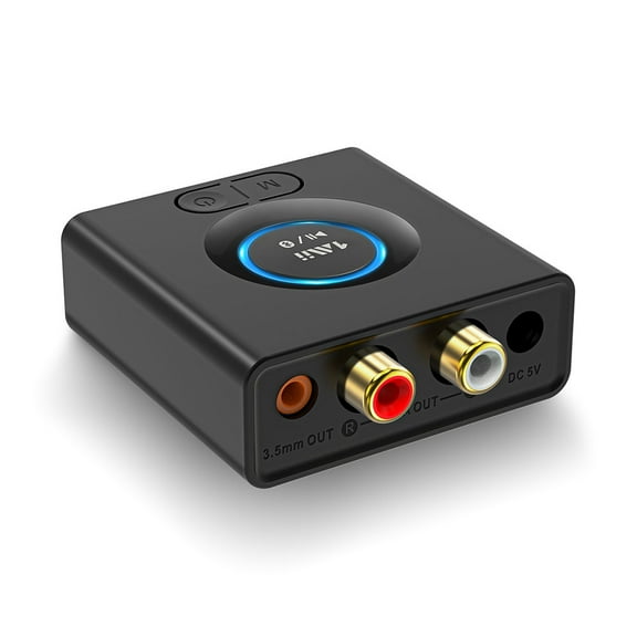 1Mii ML200 Bluetooth 5.0 Audio Receiver, Wireless Audio Adapter for Home Stereo Car PC Headphone Speaker, Bass Mode, 12H Long Playtime, Dual Link