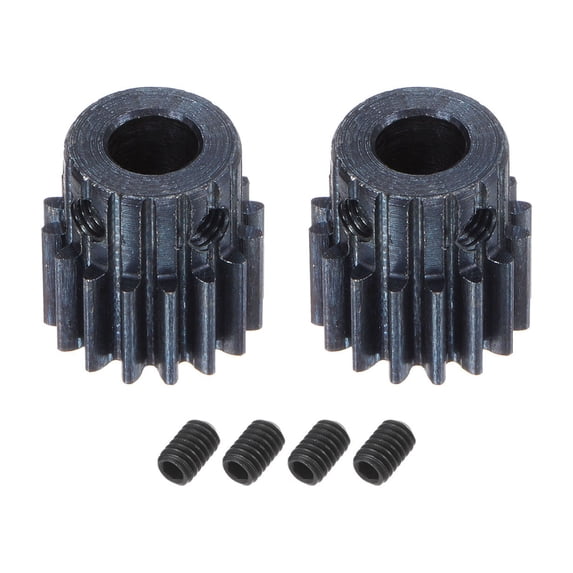 1Mod 16T Pinion Gear 7mm Bore Hardened Steel Motor Rack Spur Gear with Step for RC Car Truck Gear Drive, 2 Set